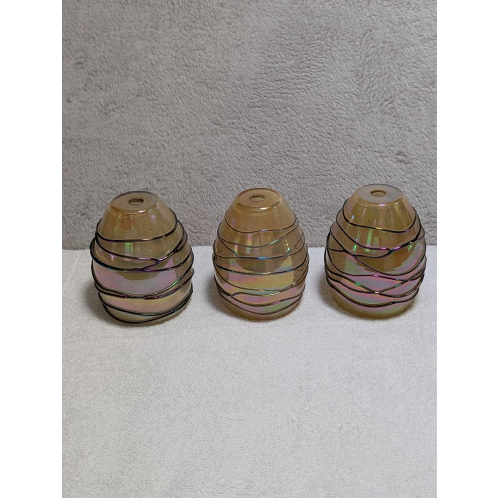 Iridescent Glass Pendant Light Cover Set of 3 Home or RV Handblown Lampshade
